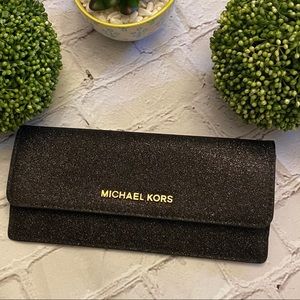 MICHAEL KORS Black Glitter Wallet.
